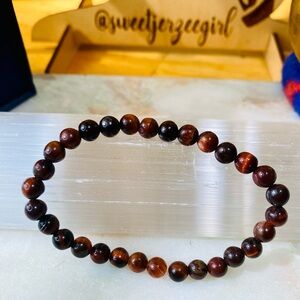 Handmade Red Tiger’s Eye Ox Eye Gemstone Stretch Bracelet 6mm